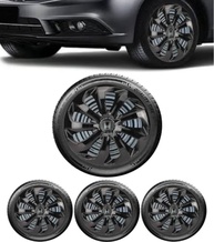 Jogo 4 Calotas Esportivas Velox Aro 15 Preto Brilhante para Honda Fit, City e Civic - imagem 2