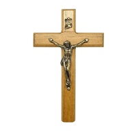 Crucifixo de Porta em Madeira Clara 12 cm - Decoração Sagrada com Estilo - imagem 1