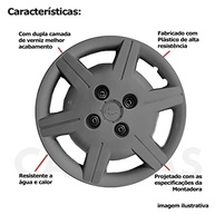 Kit 4 Calotas Aro 13 Grafite Corsa Classic Celta 4x100 Grid - imagem 3