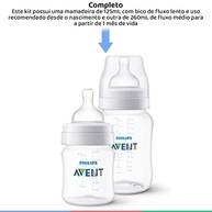 Philips Avent Kit com 2 Mamadeiras 125ml + 260ml Classic Cristal Anticólica - imagem 4