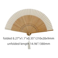 Ventoinha Dobrável Clássica 38cm em Seda de Bambu - Leque Elegante para Festas e Decoração - imagem 4