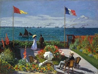 Jardim em Sainte-Adresse de Claude Monet - Tela Canvas 75x99cm - Arte de Qualidade para Decoração - imagem 1