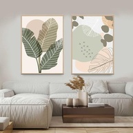 Quadros Decorativos com Moldura Folhas Clean Verde Rosa - Kit com 2 Peças 30x40cm - imagem 5