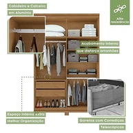 Guarda-Roupa Solteiro 4 Portas 2 Gavetas Alonzo - Design Clean Amêndoa e Branco - imagem 5