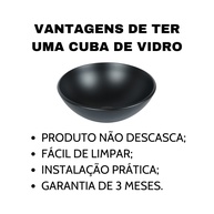 Cuba de Vidro Redonda 35cm Fosca + Válvula Click - imagem 2