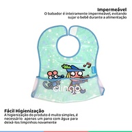 Babador Impermeável com Bolso Coletor - Flautista Clingo Colorido - imagem 4