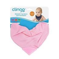 Babador Bandana Impermeável Rosa com Mordedor - Clingo - imagem 5