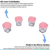 Potes de Vidro para Armazenamento de Leite Materno - Rosa | Segurança e Qualidade Clingo - imagem 4