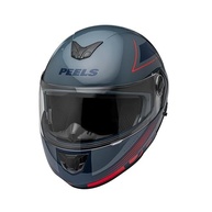 Capacete Articulado Peels U-RB2 Club Cinza Dark/Vermelho com Viseira Solar Interna - Segurança e Estilo para sua Moto - imagem 3