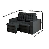 Sofá 2 Lugares Retrátil Lubeck Plush Suede Grafite 140 cm - imagem 2