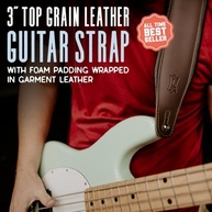 Levy's Leathers Pulseira de couro para guitarra de 7,6 cm de largura com enchimento de espuma e suporte de couro de vestuário - imagem 3
