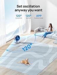 Dreo Ventoinhas inteligentes silenciosas de 40.6 cm de altura 25dB para quarto, ventilador DC com controle remoto, ventilador oscilante omnidirecional de 120° + 120°, 6 modos, 9 velocidades - imagem 5