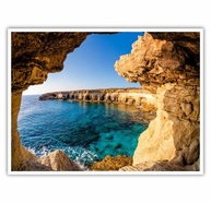 Quadro Decorativo 90x60 cm com Moldura de Madeira Premium - Paisagem Gruta Mar para Sala, Quarto e Escritório - imagem 4
