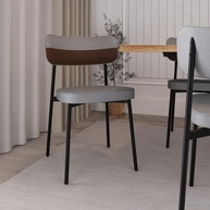 Cadeira Fixa Alloa 50 X 44,7 X 83,8 cm - Design Contemporâneo com Toques Retrô em Aço e Madeira Multilaminada Cinza - imagem 3