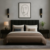 Cabeceira Cama Box Casal 7 Módulos Estofada Modular Moderna 60x20 cm Preto - imagem 1