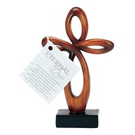 Cruz de Mesa com Coração Aberto em Resina Marrom - Design Esculpido Eterno Woodgrain 15,24 cm - imagem 2