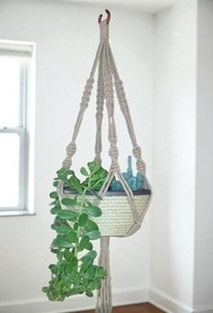Suporte de Corda Macramê 90 cm para Vasos de Plantas - Bege - imagem 2