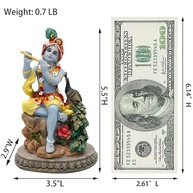 Estátua de Krishna 14 cm - Murti Hindu com Pavão e Flauta para Decoração Espiritual - imagem 4