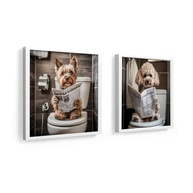 Kit 2 Quadros 18x18 cm - Poodle e Yorkshire no Banheiro | Decoração Fofa e Original para Pets Lovers - imagem 2