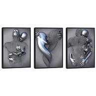 Kit 3 Quadros Decorativos Românticos em Metal - Casal Amoroso 60x40 cm - imagem 1