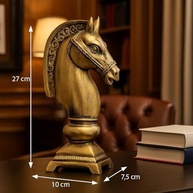 Estátua Decorativa de Cavalo Dourado Envelhecido | Design Clássico 27 cm | Base Ornamentada para Decoração de Mesa - imagem 3
