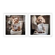 Kit 2 Quadros 18x18 cm - Poodle e Yorkshire no Banheiro | Decoração Fofa e Original para Pets Lovers - imagem 3