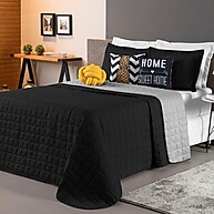 Cobre Leito Queen Sonho: 8 Peças Preto e Cinza - imagem 1