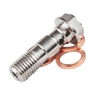 Parafuso Banjo Duplo M10x1.00 Inox Universal para Freio Hidráulico de Moto + Arruelas de Cobre - imagem 5