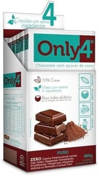 Chocolate 70% Cacau com Açúcar de Coco Only4 80g - imagem 2