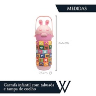 Garrafa Infantil Educativa com Tabuada - Coelho Rosa 500ml | Aprenda Brincando - imagem 4