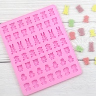 Molde Silicone Bicho Urso Coelho Macaco Leão com Conta Gota - 49 Cavidades para Doces Decorativos - imagem 2