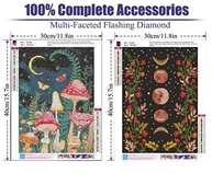 Pacote com 2 Kits de Pintura de Diamante 5D para Adultos - Floresta de Cogumelos com Pedras Redondas - imagem 3