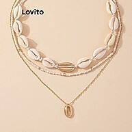 Colar Boho Lovito com Conchas e Miçangas - LFA71043 - imagem 1