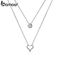 Colar Coração Zircônia Bamoer: Elegância em Duas Camadas - imagem 1