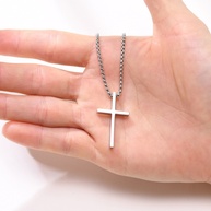 Colar Cruz Masculino: Prata Aço Inox 24 Pol. - imagem 1
