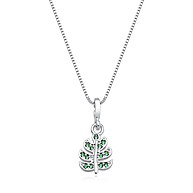 Colar de Prata 925 Folha com Zircônia Verde - imagem 1
