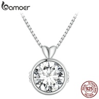 Colar Moissanita 1ct Coração e Círculo em Prata 925 - Bamoer - imagem 1