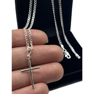 Colar Prata 925 Masculino: Corrente Grumet + Cruz - imagem 1