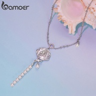 Colar Sereia Bamoer: Elegância Coreana em Ouro Branco - imagem 1