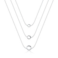 Colar Triplo de Prata 925 Veneziana com Bolinha: Elegância Moderna - imagem 1