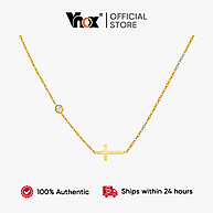 Colar Vnox Zircon Cross Birthstone - Elegância em Ouro e Aço - imagem 1