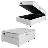Cama Box Baú com Colchão Casal 138x188cm - Espuma D33 Pillow Top New Millenium | Até 120kg/pessoa - imagem 1