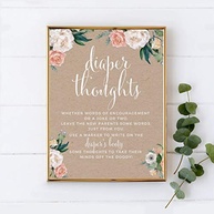Coleção de chá de bebê Andaz Press Peach Kraft marrom rústico floral jardim, Cards Diaper - imagem 3