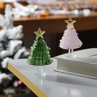 Mini Árvore de Natal de Cristal Verde Escuro - Estatuetas Colecionáveis em Vidro para Decoração Festiva - imagem 5