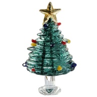 Mini Árvore de Natal de Cristal Verde Escuro - Estatuetas Colecionáveis em Vidro para Decoração Festiva - imagem 1