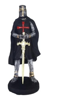 Cavaleiro Medieval Ordem dos Templários 23cm - Estátua em Resina Preta Colecionável - imagem 2