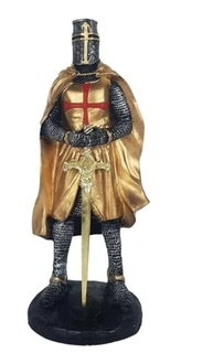 Cavaleiro Medieval Ordem dos Templários Dourado 23cm - Estátua Colecionável em Resina - imagem 2