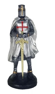 Cavaleiro Medieval Ordem dos Templários em Resina - Estátua Colecionável 23cm - imagem 1