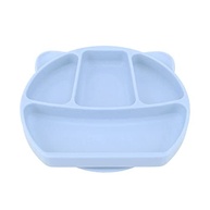 Baby Plate Silicone Azul - Prato Dividido 3 Compartimentos com Colher e Garfo para Bebês - imagem 2