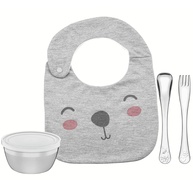 Conjunto Infantil 4 Peças Le Petit Tramontina - Colher Aço Inox + Babador Macio - imagem 1